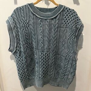 Altar'd State Teal Cable Knit Sweater Vest